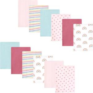 image:imageLuvable Friends Hudson Baby Flannel Burp Cloths 12pk Jungle SafariSweet Rainbow