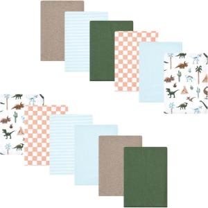 image:imageLuvable Friends Hudson Baby Flannel Burp Cloths 12pk Jungle SafariVintage Dino