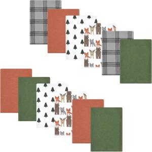 image:imageLuvable Friends Hudson Baby Flannel Burp Cloths 12pk Jungle SafariWoodland Bloom