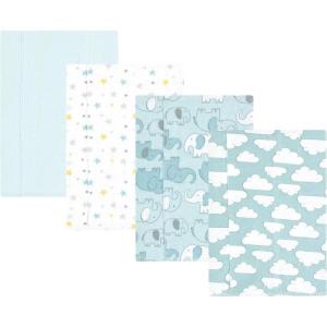 image:imageLuvable Friends Hudson Baby Flannel Burp Cloths 4pk Woodland ForestBlue Elephant Journey