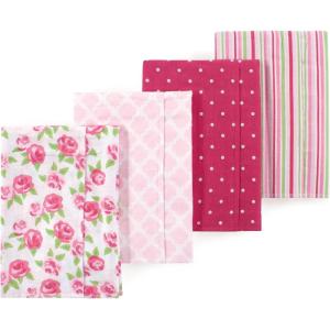 image:imageLuvable Friends Hudson Baby Flannel Burp Cloths 4pk Woodland ForestBlushing Rose