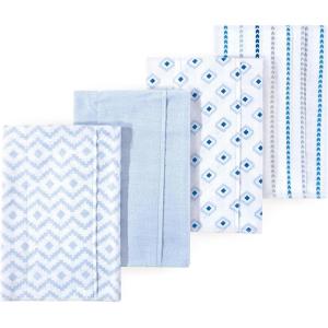 image:imageLuvable Friends Hudson Baby Flannel Burp Cloths 4pk Woodland ForestContemporary Blue Mix