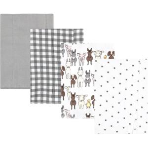 image:imageLuvable Friends Hudson Baby Flannel Burp Cloths 4pk Woodland ForestFarm Pals Gray