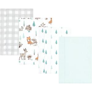 image:imageLuvable Friends Hudson Baby Flannel Burp Cloths 4pk Woodland ForestForest Animal Friends