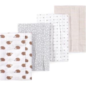 image:imageLuvable Friends Hudson Baby Flannel Burp Cloths 4pk Woodland ForestForest Hedgehogs