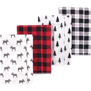 image:imageLuvable Friends Hudson Baby Flannel Burp Cloths 4pk Woodland ForestForest Moose