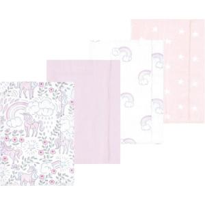 image:imageLuvable Friends Hudson Baby Flannel Burp Cloths 4pk Woodland ForestMagical Unicorn
