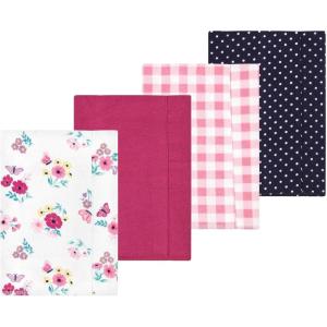 image:imageLuvable Friends Hudson Baby Flannel Burp Cloths 4pk Woodland ForestPink Butterfly Meadow