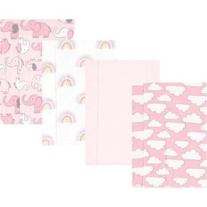image:imageLuvable Friends Hudson Baby Flannel Burp Cloths 4pk Woodland ForestPink Elephant Parade