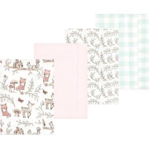 image:imageLuvable Friends Hudson Baby Flannel Burp Cloths 4pk Woodland ForestPink Forest Friends