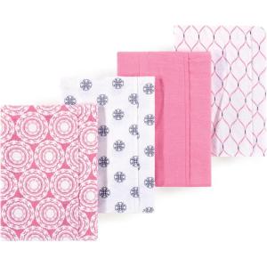 image:imageLuvable Friends Hudson Baby Flannel Burp Cloths 4pk Woodland ForestPink Medallion