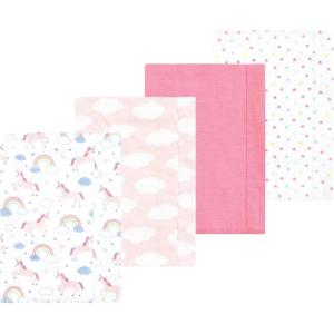 image:imageLuvable Friends Hudson Baby Flannel Burp Cloths 4pk Woodland ForestPink Unicorn
