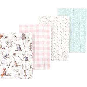 image:imageLuvable Friends Hudson Baby Flannel Burp Cloths 4pk Woodland ForestPink Woodland