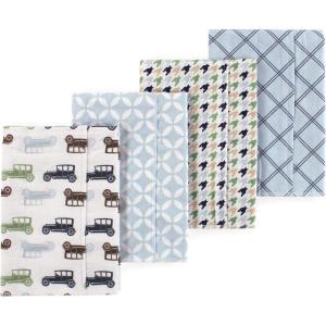 image:imageLuvable Friends Hudson Baby Flannel Burp Cloths 4pk Woodland ForestSky Blue Vehicles