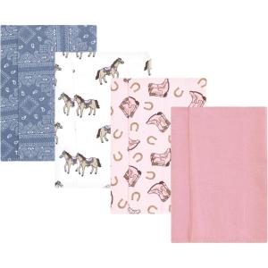 image:imageLuvable Friends Hudson Baby Flannel Burp Cloths 4pk Woodland ForestWestern Cowgirl