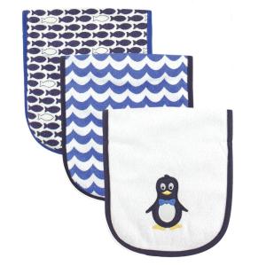 image:imageLuvable Friends Unisex Baby Cotton Burp Cloths with Fiber Filling Blue Boy Mommy One SizeMr Penguin