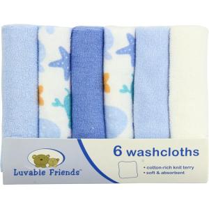 image:imageLuvable Friends Unisex Baby Cotton Rich Washcloths Blue Sea Creatures One SizeBlue Sea Creatures