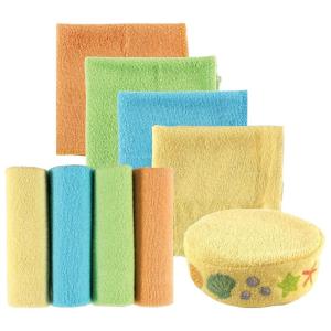 image:imageLuvable Friends Unisex Baby Washcloths with Bonus Sponge Ladybug 9X9 InYellow Starfish