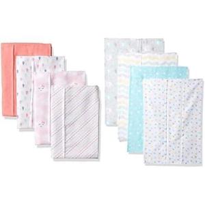 image:imageLuvable Friends Girl Cotton Flannel Burp Cloth 8Pack Rainbow LoveClouds Basic Elephant