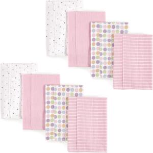 image:imageLuvable Friends Layered Flannel Burp Cloths 8 Pack Pink Polka Dots
