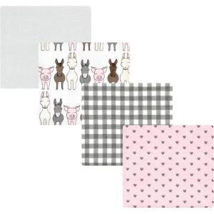 image:imageLuvable Friends Little Treasure Flannel Receiving Blankets 4pkBarn Pals Pink