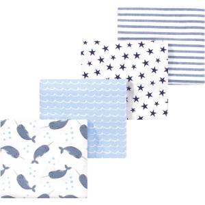 image:imageLuvable Friends Little Treasure Flannel Receiving Blankets 4pkBlue Narwhal