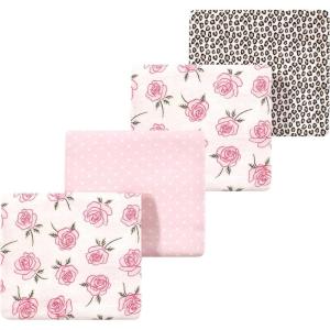 image:imageLuvable Friends Little Treasure Flannel Receiving Blankets 4pkBlushing Rose Leopard