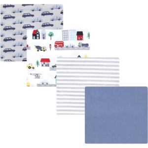image:imageLuvable Friends Little Treasure Flannel Receiving Blankets 4pkCity Blue