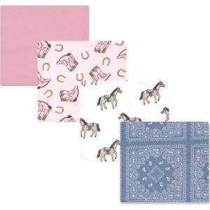 image:imageLuvable Friends Little Treasure Flannel Receiving Blankets 4pkCowgirl Pink