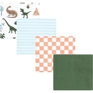 image:imageLuvable Friends Little Treasure Flannel Receiving Blankets 4pkDinosaur Green