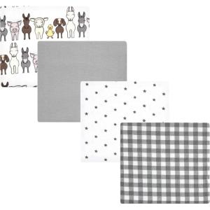 image:imageLuvable Friends Little Treasure Flannel Receiving Blankets 4pkFarm Pals Gray