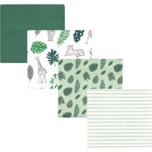 image:imageLuvable Friends Little Treasure Flannel Receiving Blankets 4pkJungle Green