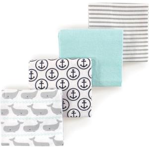 image:imageLuvable Friends Little Treasure Flannel Receiving Blankets 4pkOcean Whale