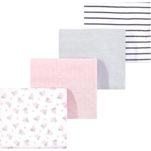image:imageLuvable Friends Little Treasure Flannel Receiving Blankets 4pkPink Blossom Gray