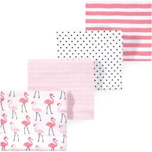 image:imageLuvable Friends Little Treasure Flannel Receiving Blankets 4pkPink Flamingo