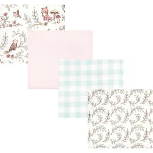 image:imageLuvable Friends Little Treasure Flannel Receiving Blankets 4pkPink Forest Friends