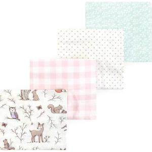 image:imageLuvable Friends Little Treasure Flannel Receiving Blankets 4pkPink Woodland