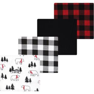 image:imageLuvable Friends Little Treasure Flannel Receiving Blankets 4pkPlaid Bear
