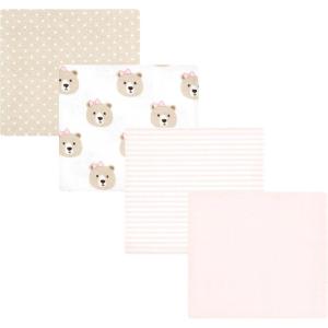 image:imageLuvable Friends Little Treasure Flannel Receiving Blankets 4pkRosy Taupe Bear