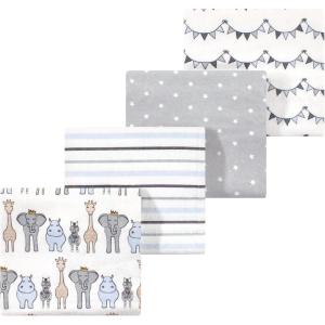image:imageLuvable Friends Little Treasure Flannel Receiving Blankets 4pkRoyal Safari Wildlife