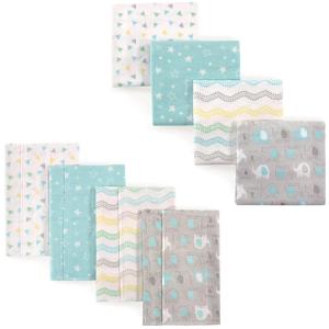 image:imageLuvable Friends Unisex Baby Cotton Flannel Burp Cloths and Receiving Blankets 8Piece Birdies One SizeBasic Elephant
