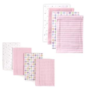 image:imageLuvable Friends Unisex Baby Cotton Flannel Burp Cloths and Receiving Blankets 8Piece Birdies One SizePink Dots