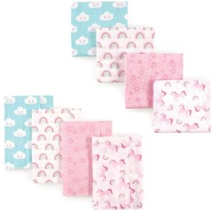image:imageLuvable Friends Unisex Baby Cotton Flannel Burp Cloths and Receiving Blankets 8Piece Birdies One SizeRainbow