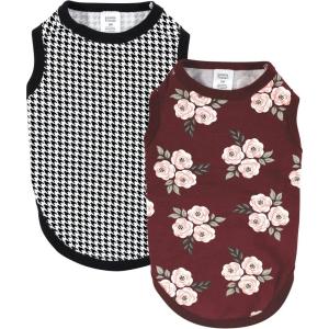 image:imageLuvable Friends Dog Pet Dog and Cats Cotton TShirts 2pk Bananas Space SmallBurgundy Floral Houndstooth