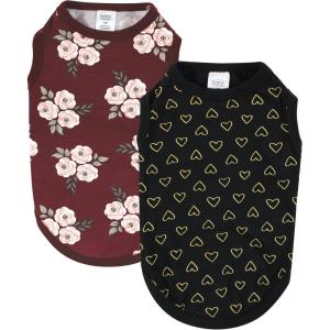 image:imageLuvable Friends Dog Pet Dog and Cats Cotton TShirts 2pk Bananas Space SmallHearts Burgundy Floral