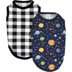 image:imageLuvable Friends Dog Pet Dog and Cats Cotton TShirts 2pk Bananas Space SmallSpace Plaid
