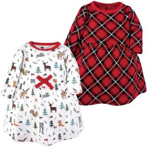 image:imageLuvable Friends Hudson Baby LongSleeve Dresses 2pkForest Creatures