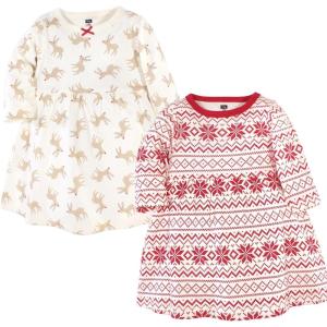 image:imageLuvable Friends Hudson Baby LongSleeve Dresses 2pkHoliday Deer