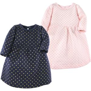 image:imageLuvable Friends Hudson Baby LongSleeve Dresses 2pkMetallic Navy Dots