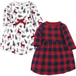 image:imageLuvable Friends Hudson Baby LongSleeve Dresses 2pkWoodland Fawn